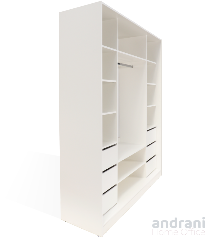 Dulap spațios cu 3 secțiuni și sertare