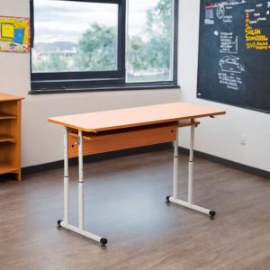 Banca scolara dubla pe carcasa rotunda