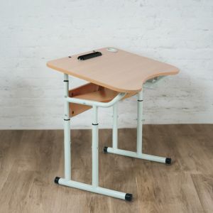 Bancă individuală cu blat reglabil și înclinabil, cadru rotund